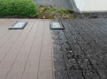 Patio before and after pressure washing — clean results in Bothell