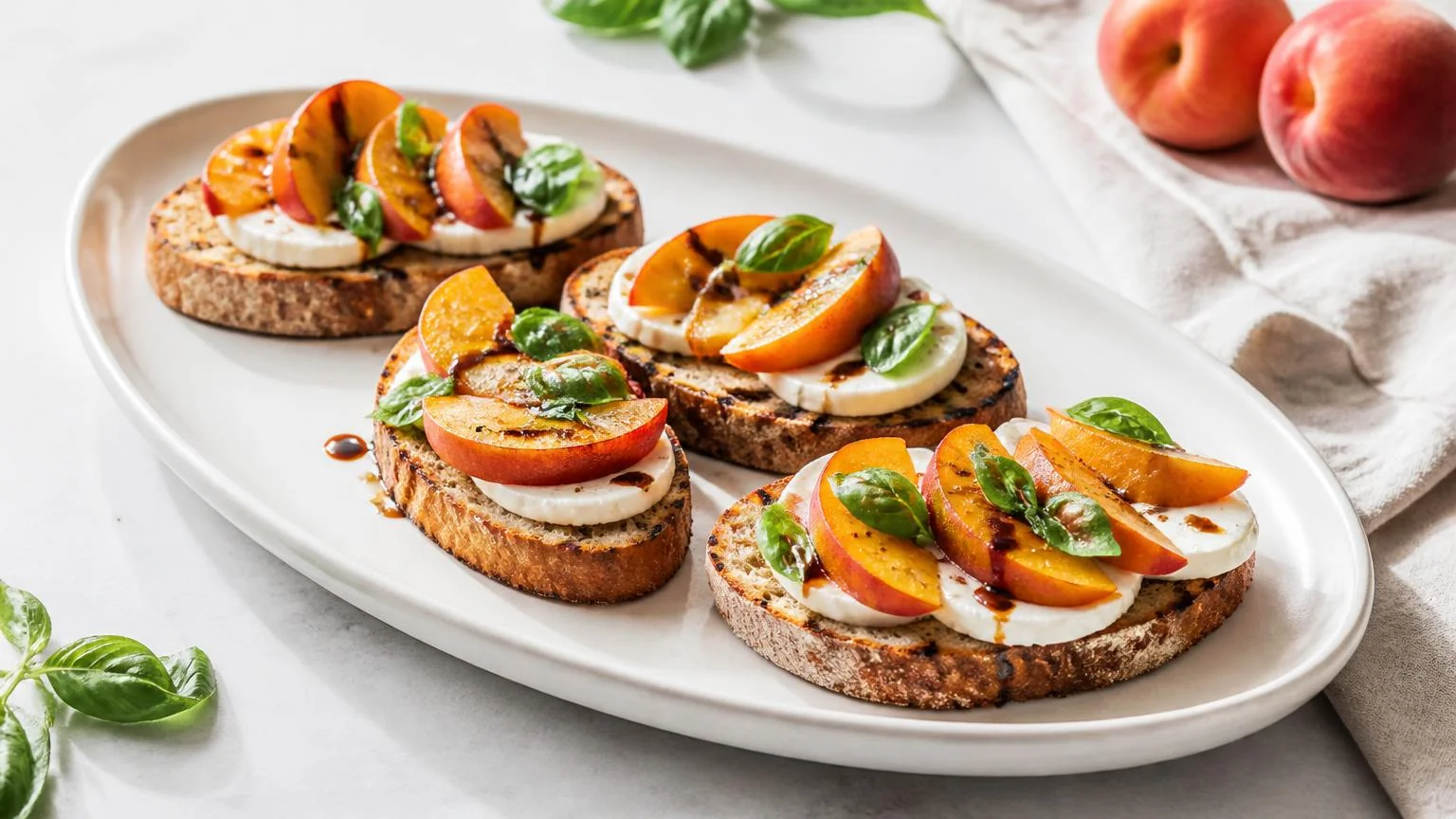 Peach Caprese Toasts: A Simple Late-Summer Snack