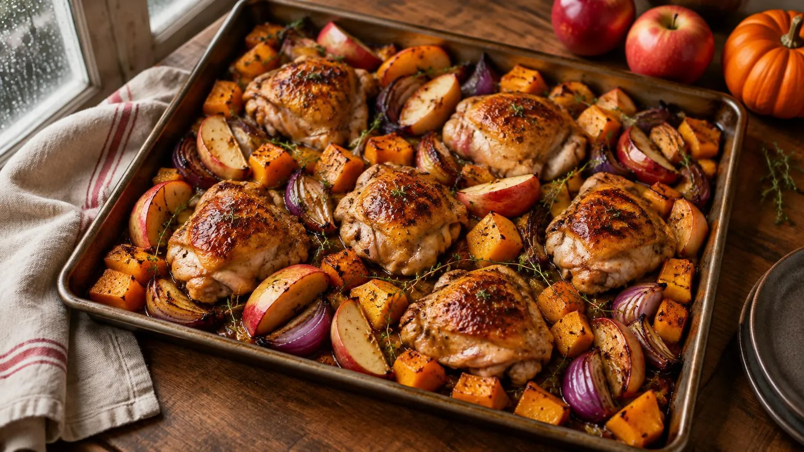 Sheet-Pan Maple Dijon Chicken with Butternut Squash and Apples